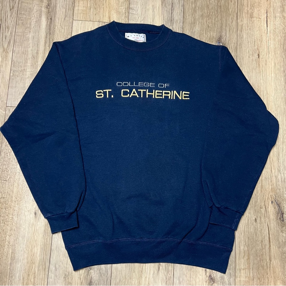 Vintage Made in USA M. J. Soffe Navy Pullover Crewneck Sweater Men’s Size Large